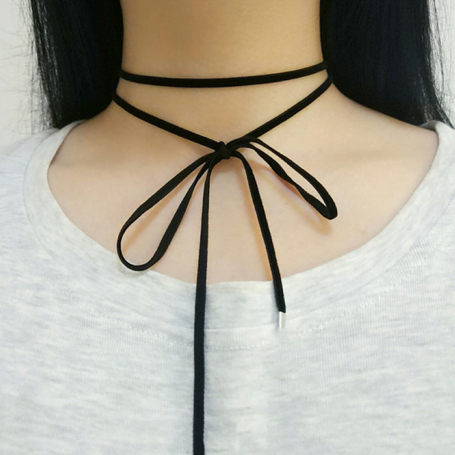 Lacing Black Veet Bow Collar Female Hot Necklaces