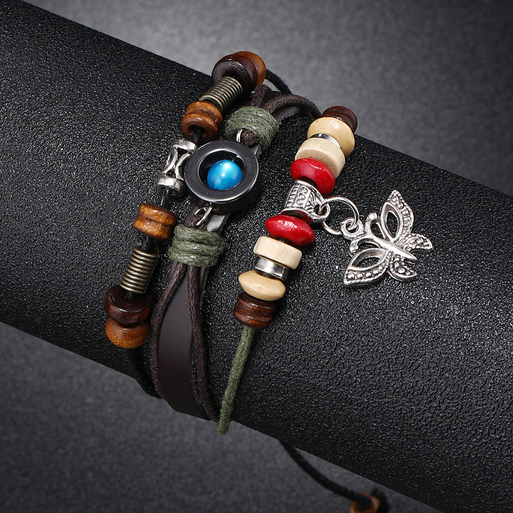 Accessories Personalized Beaded Cattle Leather Weave Vintage Ornament Bracelets