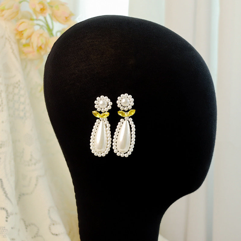 Pearl Design Bridal Elegant Graceful Flower Earrings