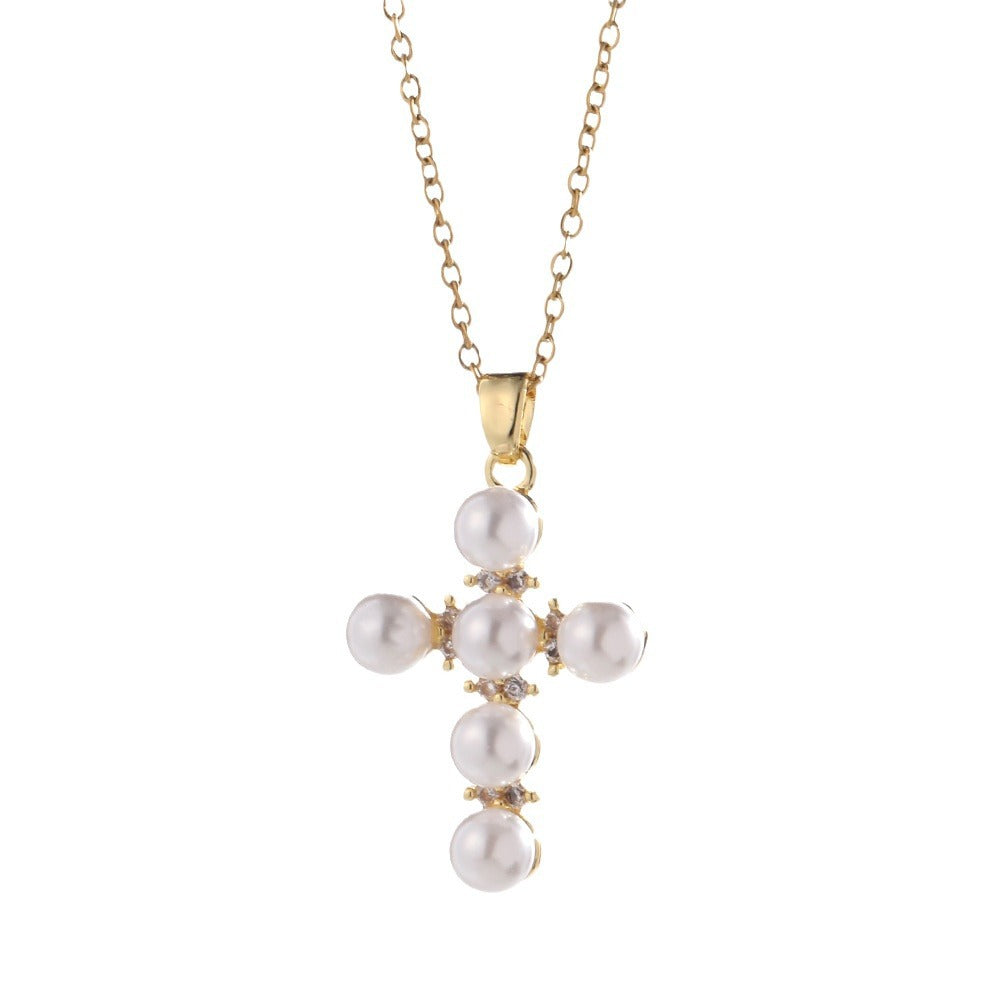 Women's Copper Zircon Plated Real Gold Pearl Necklaces