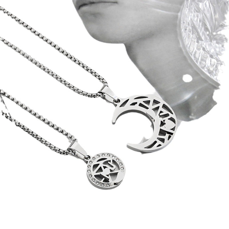 Women's & Men's Korean Style Star And Moon Pendant Couple Necklaces