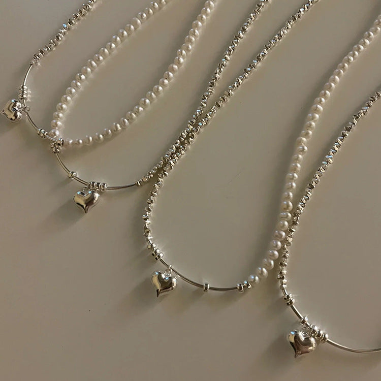 Pieces Of Sier Pearl Stitching Love Female Niche Necklaces