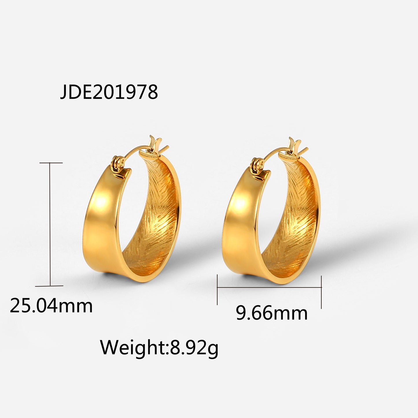 Women's Minimalism Gold-plated Stainless Steel Curved Glossy Earrings