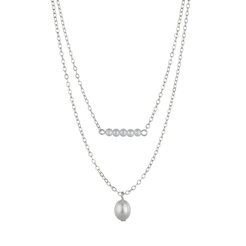 Women's Stick Pearl Pendant Stacked Alloy Clavicle Necklaces