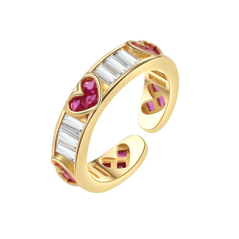 Zircon Heart-shaped Open Stylish Simple And Versatile Rings