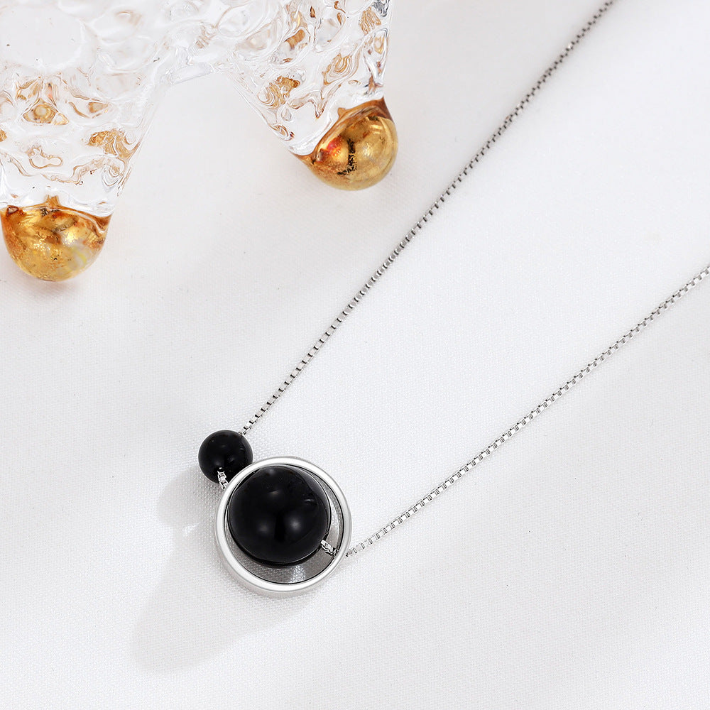 Women's Temperament Ornament Sterling Sier Circle Black Necklaces