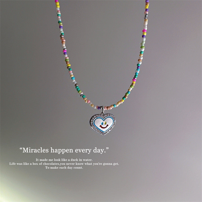 Bead Five-pointed Star Smiley Female Dopamine Full Diamond Necklaces