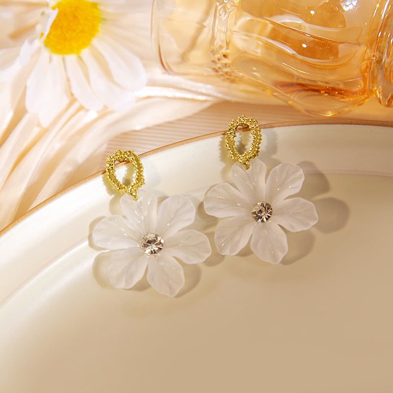 Needle Acrylic Flower Transparent Petal Fairy Indie Earrings