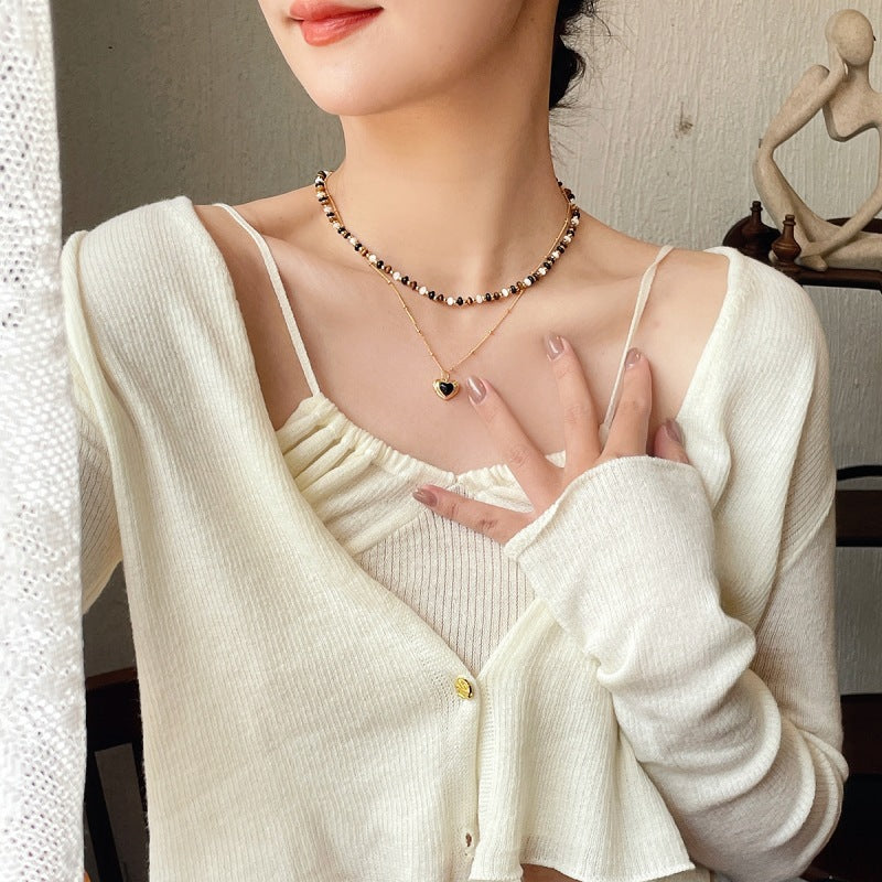 Women's Retro Black Love For Light Luxury Minority Necklaces