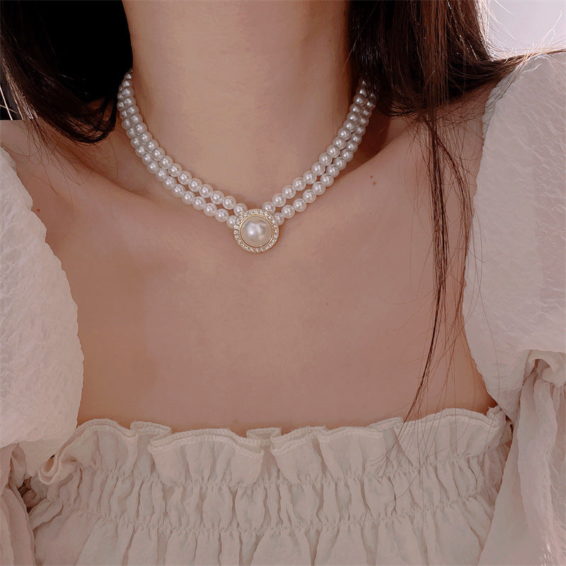 Women's Fashion Simple Double Layer Imitation Pearl Temperament Necklaces