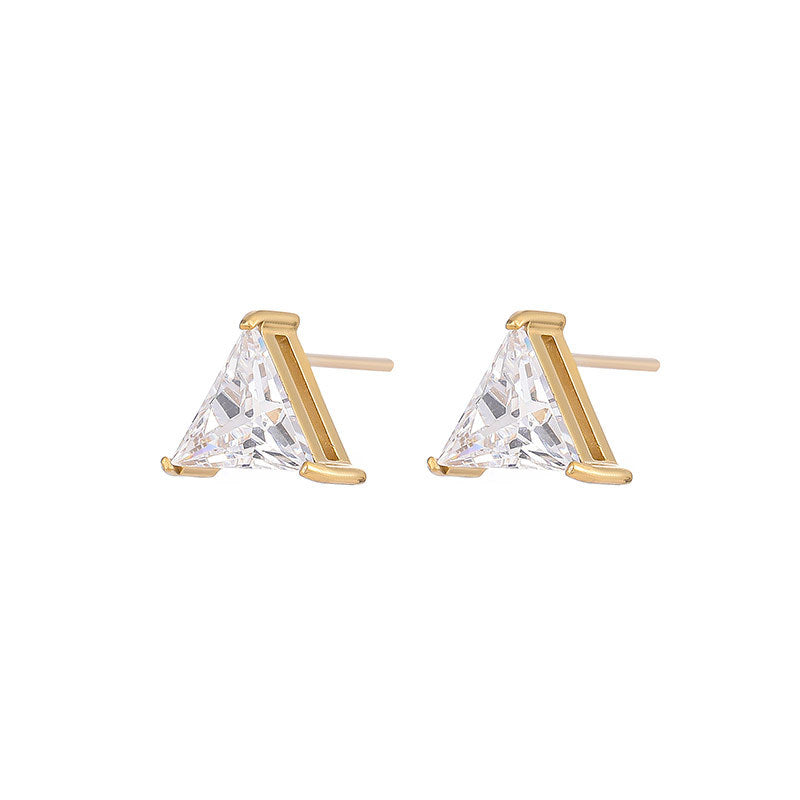 Women's Inlaid Geometric Triangle Fashion Ornament Simple Earrings