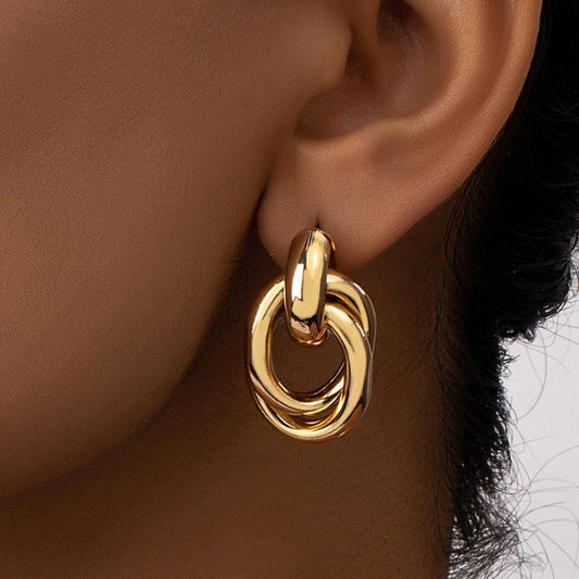 Boucles d'oreilles simples en métal, cercle exagéré, Punk, géométrique, personnalité féminine