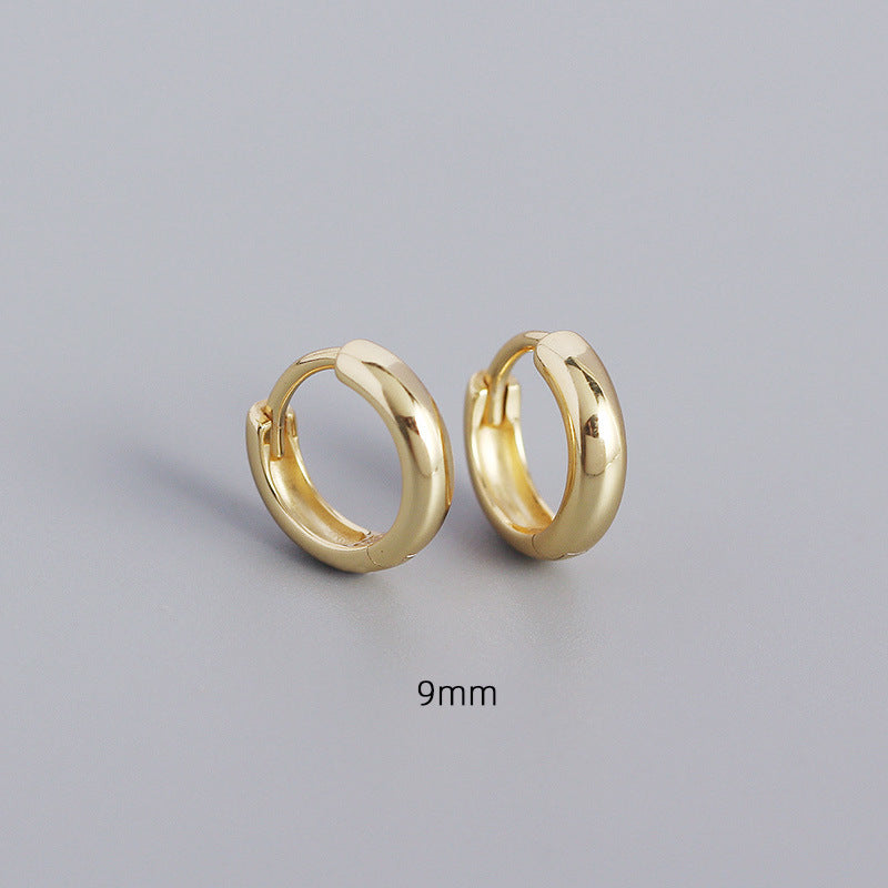 Simple Metallic Sier Minimalist Glossy Circle Earrings