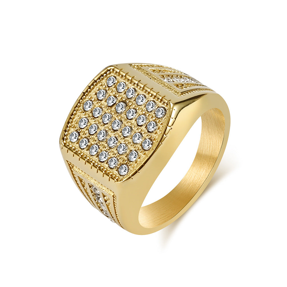 Men's Hop Gold Diamond Titanium Steel Personality Wear Rings