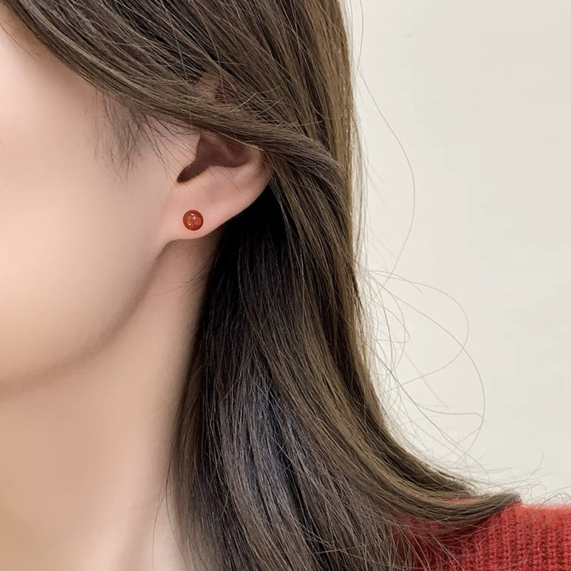Women's Minority Red Agate Ear Elegant High-grade Earrings