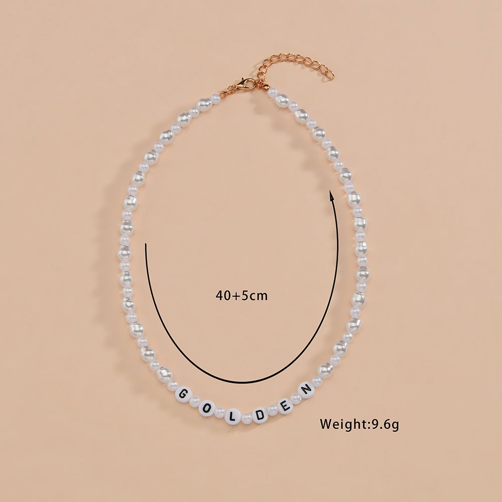 Fashion Shaped Gourd Pearl English Letter Necklaces