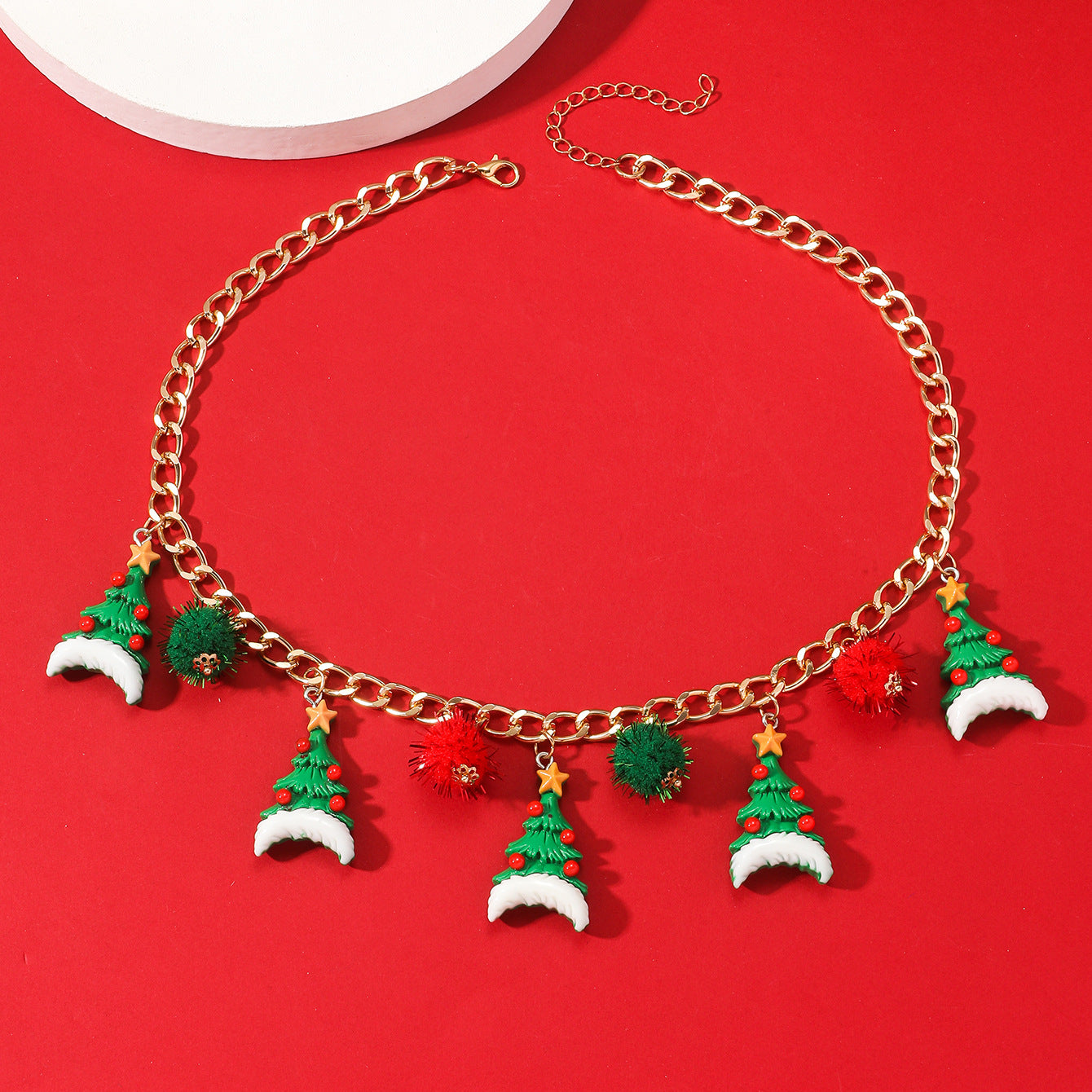 Cartoon Santa Claus Gingerbread Man Tree Necklaces