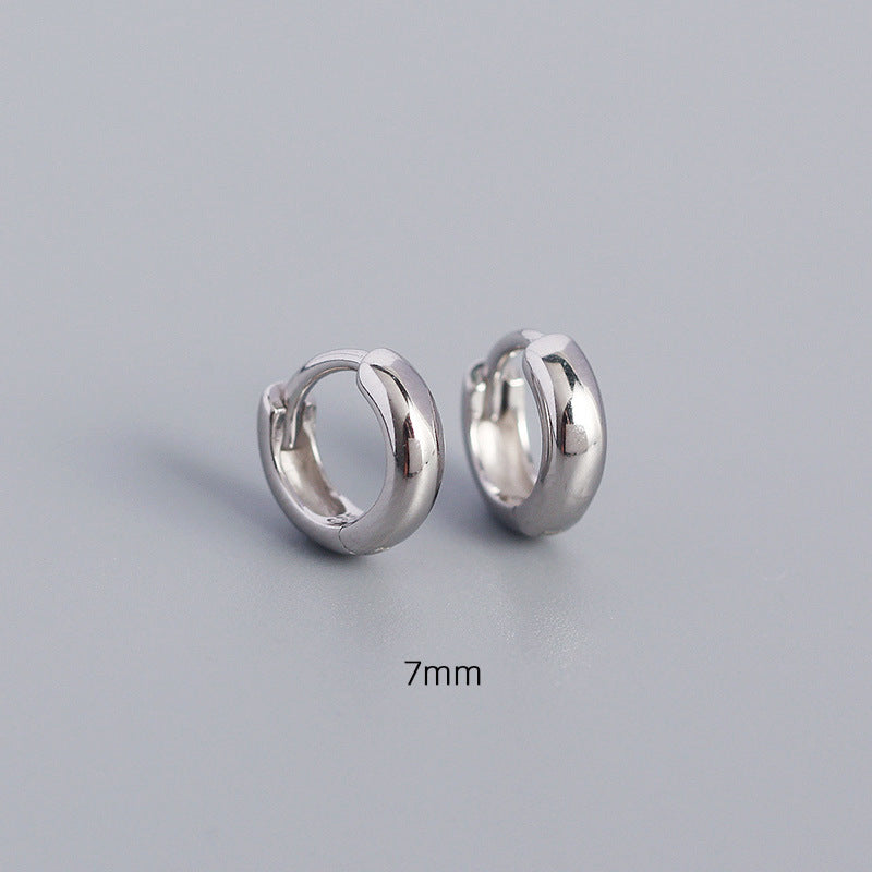 Simple Metallic Sier Minimalist Glossy Circle Earrings