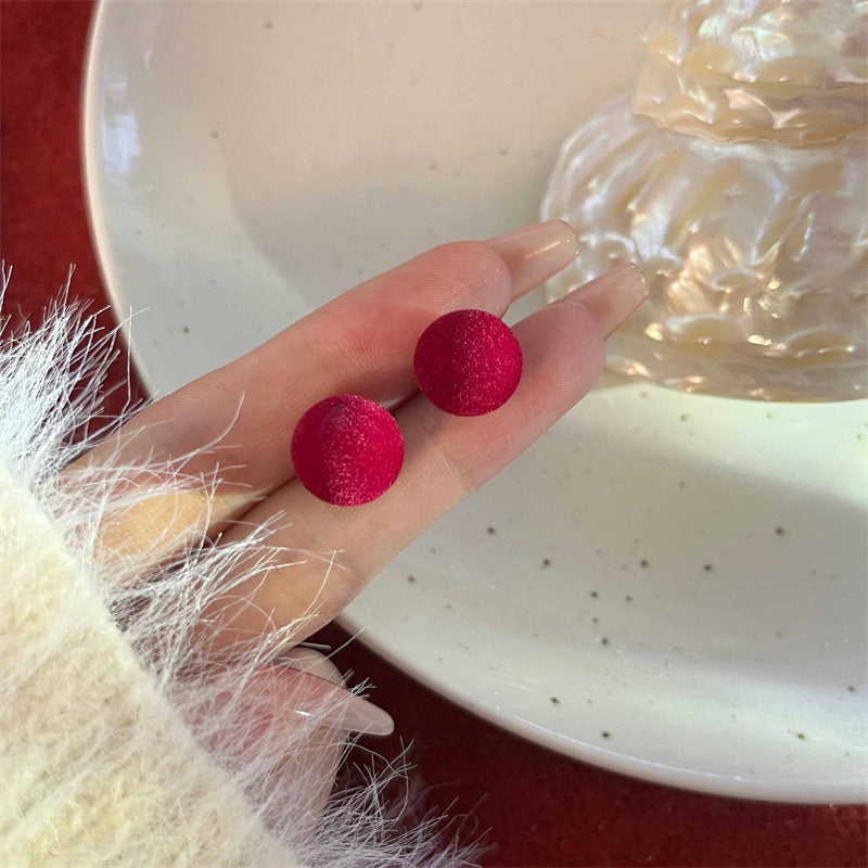 Red Flocking Ball Simple Fur Small Rings