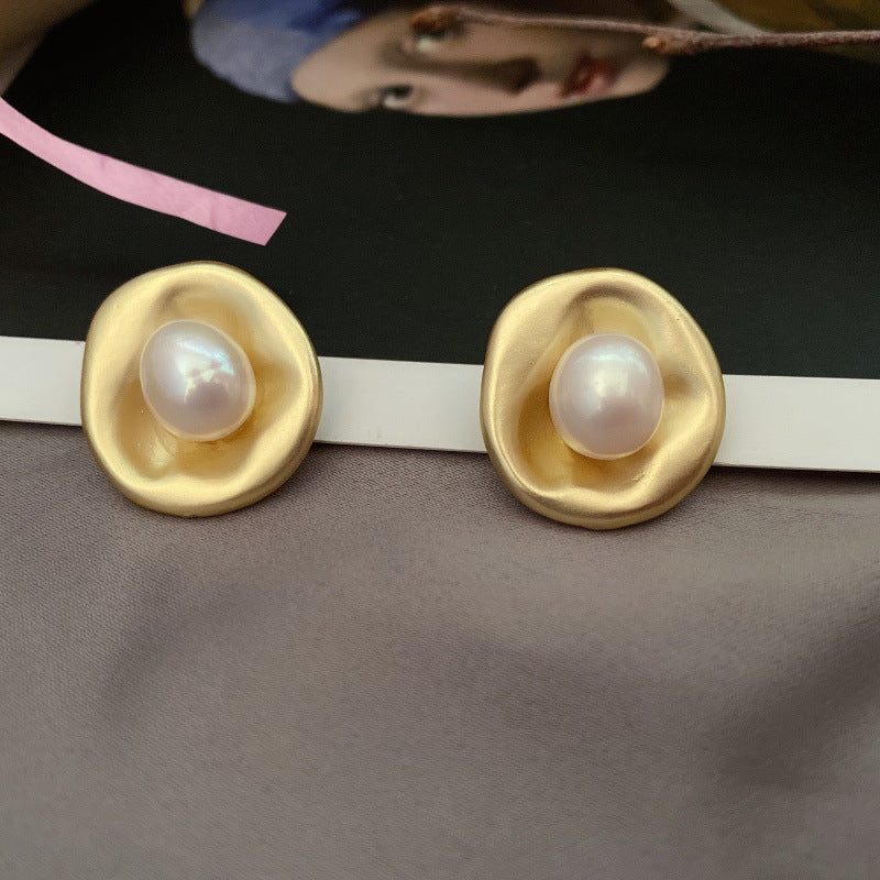 Women's Pleated Pearl For Light Luxury Minority Earrings