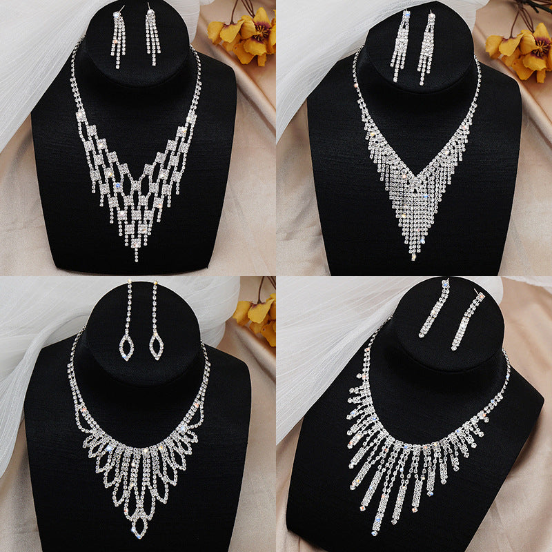 Bridal Wedding Dress Full Diamond Set Necklaces