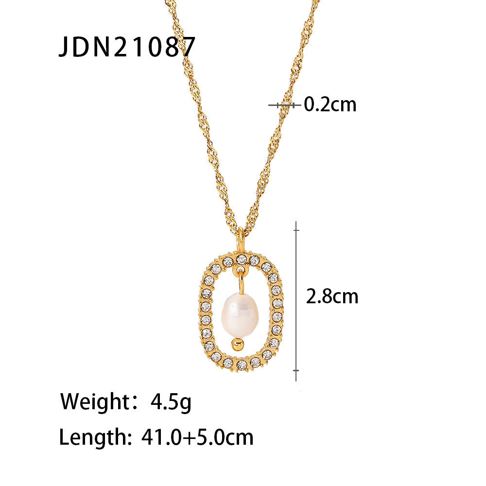 Women's Titanium Steel Gold Stainless Inlaid Zircon Necklaces