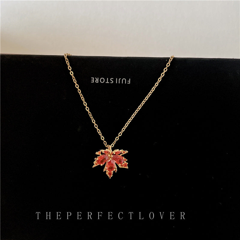 Falling Maple Leaf French Retro Affordable Luxury High-grade Zircon Necklaces