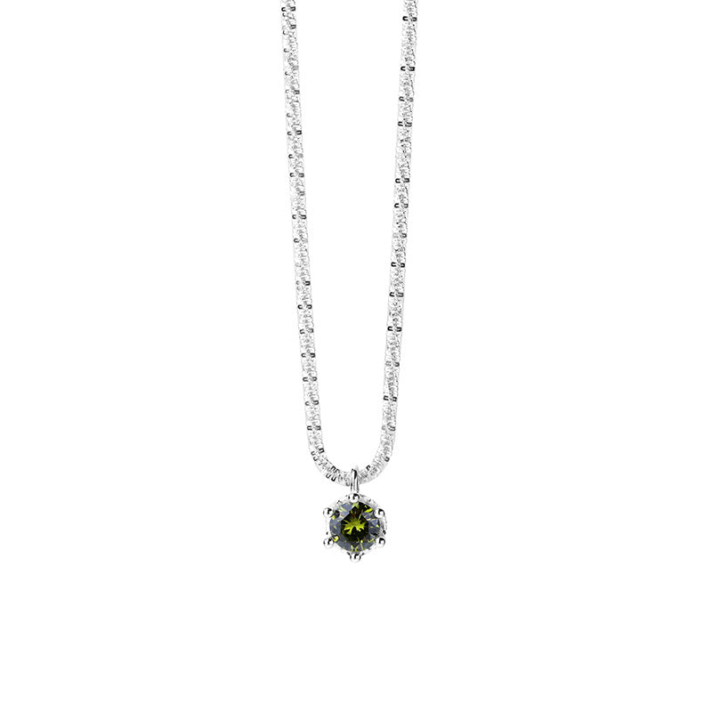 Starry Sparkling Female Olive Green Zircon Trendy Necklaces