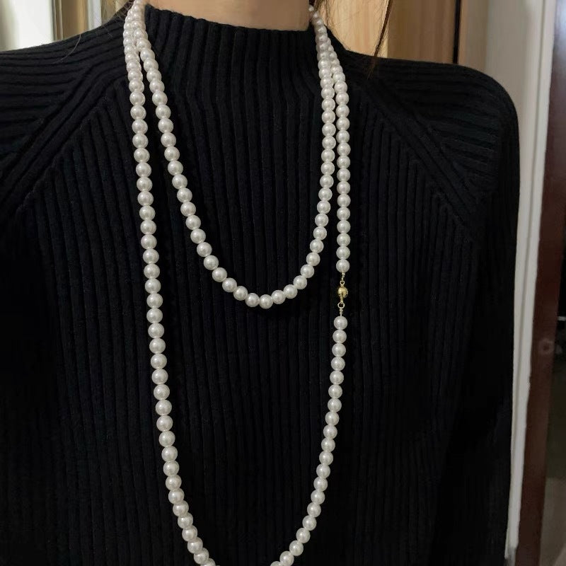 Stylish Elegant Twin Magnetic Buckle Pearl Necklaces