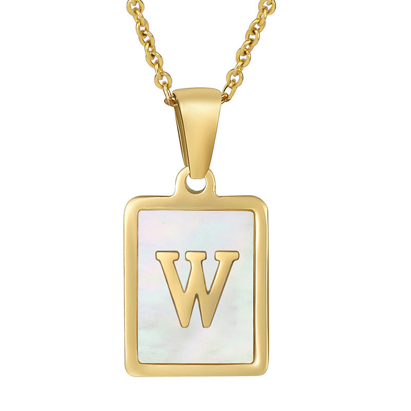 Steel Shell Letter Female Square Titanium Necklaces