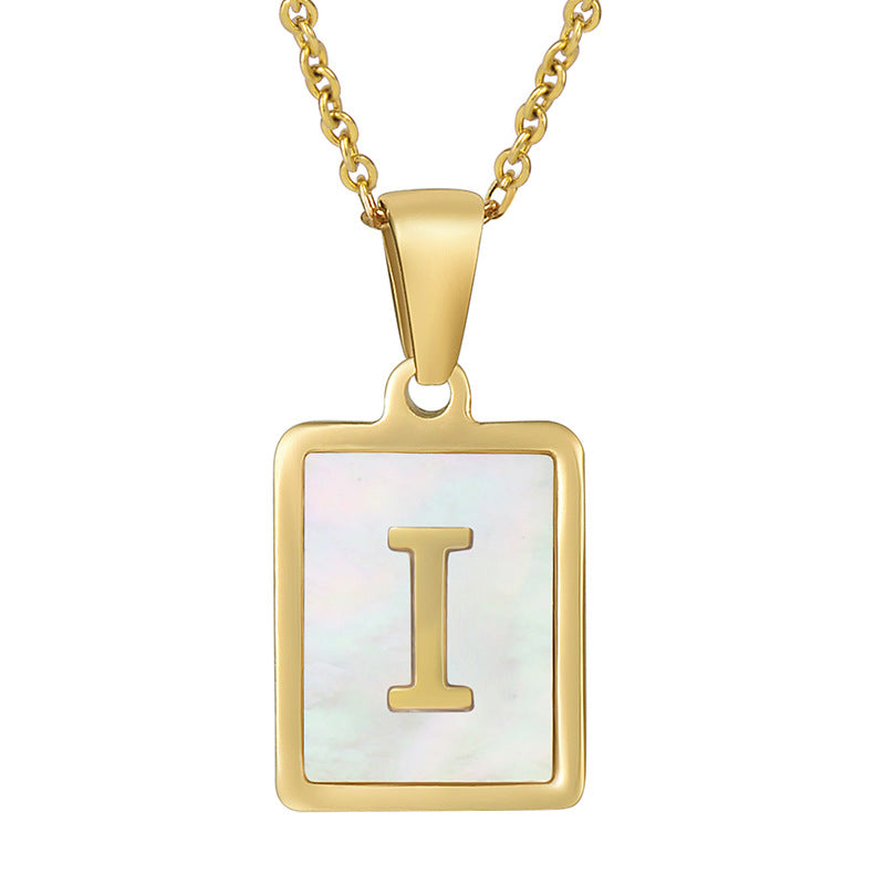 Steel Shell Letter Female Square Titanium Necklaces