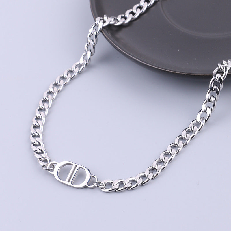 Women's & Men's Plate Personality Simple Trendy Cool Disco Punk Necklaces