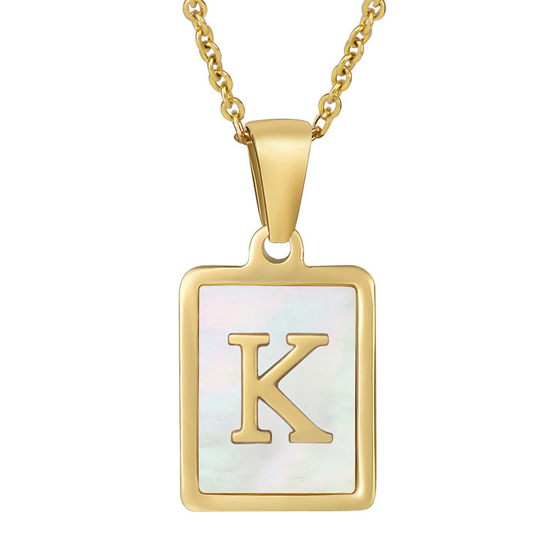 Steel Shell Letter Female Square Titanium Necklaces