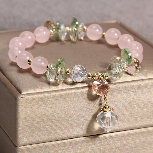 Style Sweet Girly Bracelets simples en cristal rose