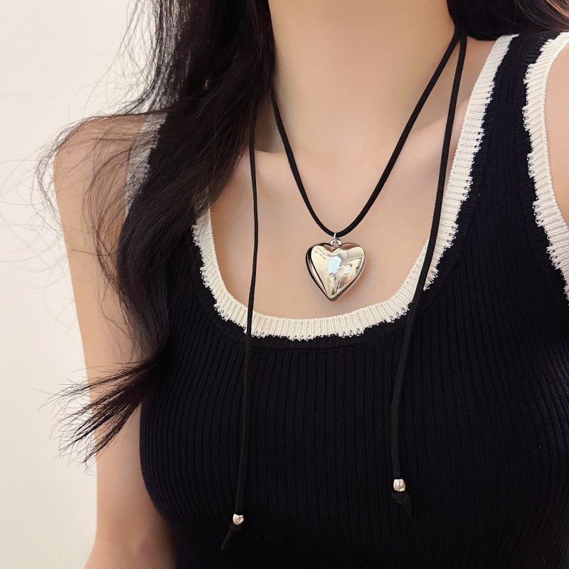 Women's Fashion Pull Adjustable Heart-shaped Simple Personality Big Love Necklaces