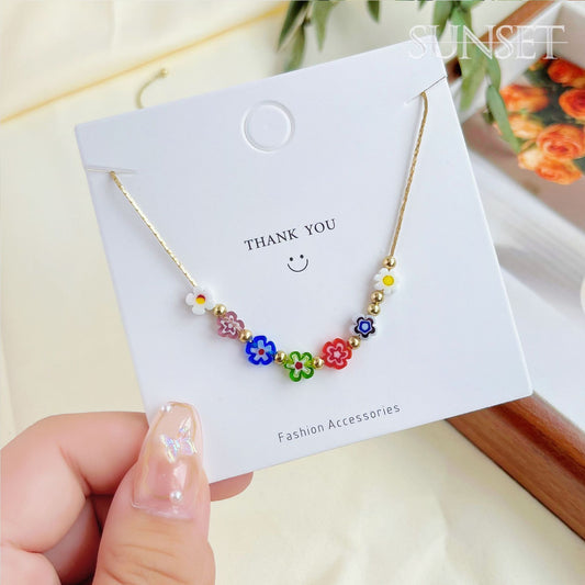 Women's Cute Colorful Flower For Niche Smiley Necklaces