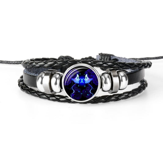 Women's & Men's & Constellation Cattle Leather Personality Vintage Weave Luminous Bracelets