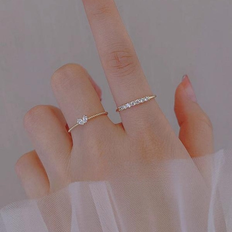 Zircon Two-piece Sweet Exquisite Niche Fashion Rings