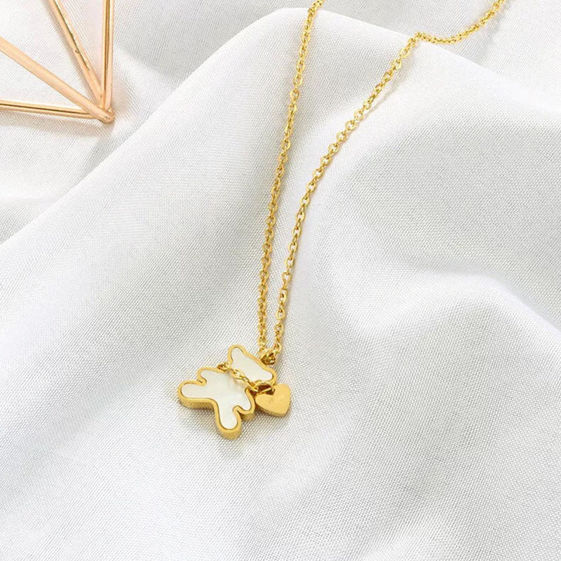 Female Light Luxury Minority Design Metal Bear Necklaces