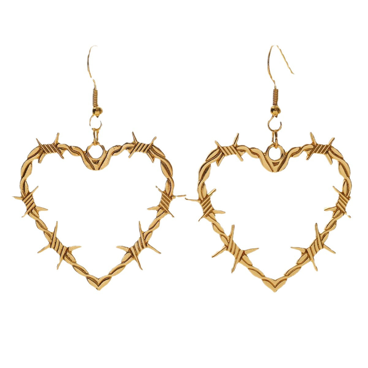 Barbed Wire Heart Gothic Pendant Metal Earrings