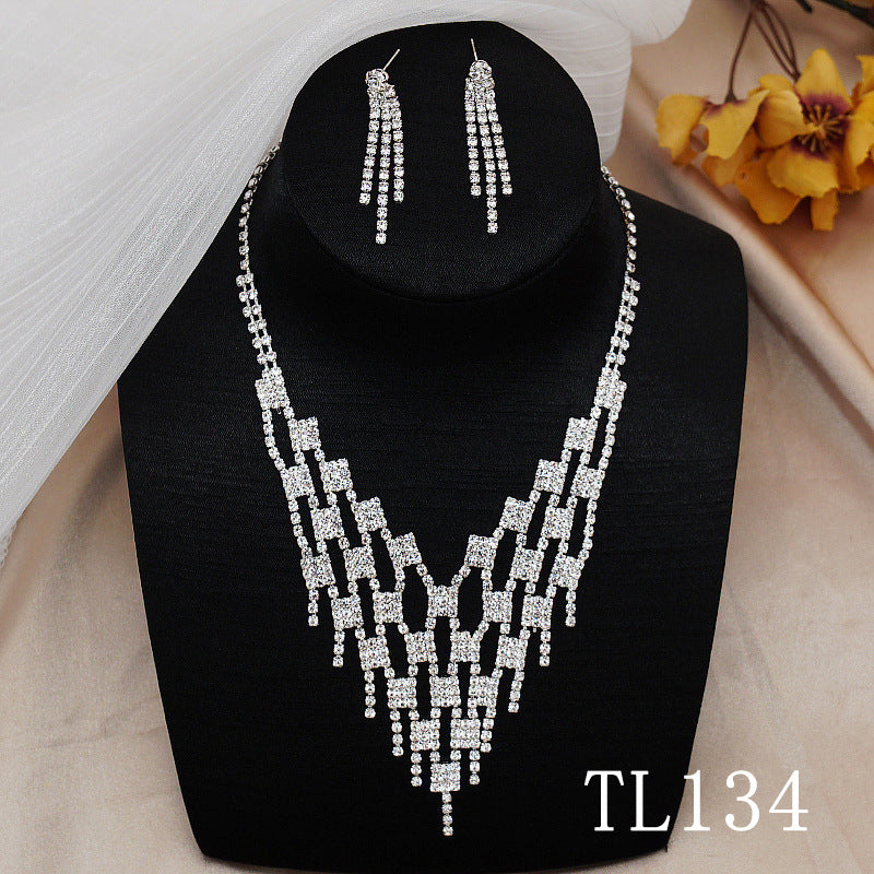 Bridal Wedding Dress Full Diamond Set Necklaces