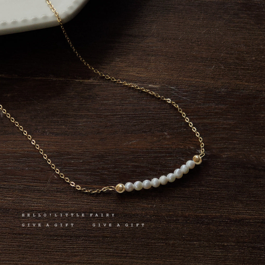 Gold-plated Freshwater Pearl Beautiful Simple Female Necklaces