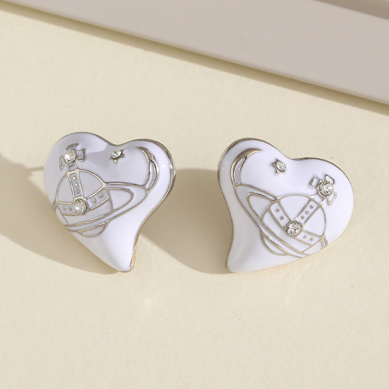 Drop Oil Love Heart Female Niche Earrings