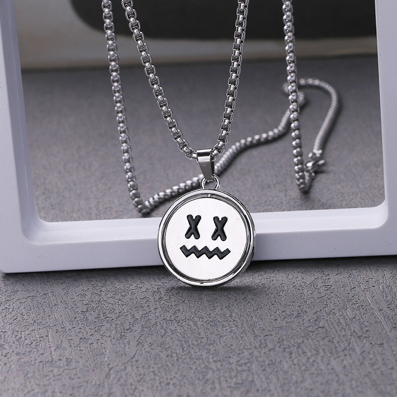 Sweater Chain Hip Hop Pendant Crying Titanium Steel Necklaces