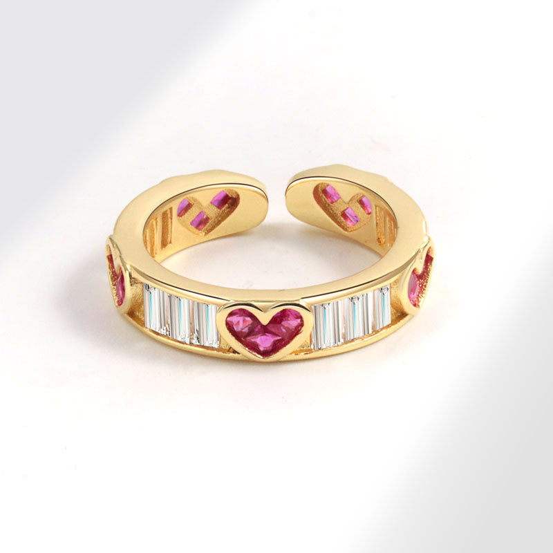 Zircon Heart-shaped Open Stylish Simple And Versatile Rings