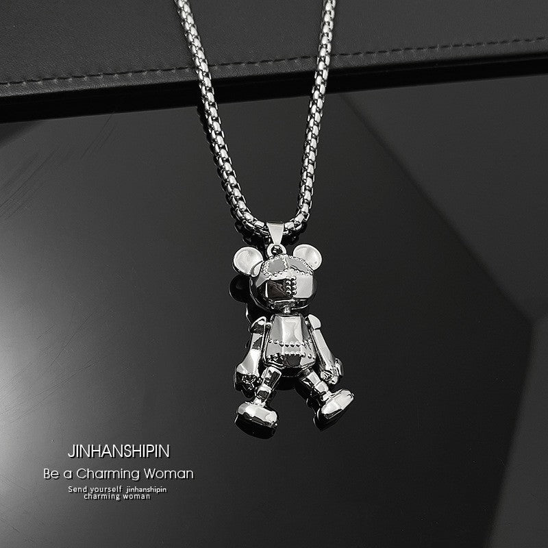 Men's Arm Movable Bear Trendy Hip Hop Punk For Necklaces