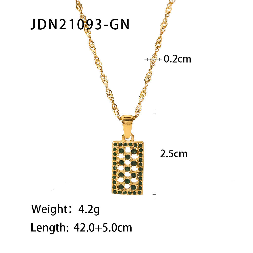 Women's Titanium Steel Gold Stainless Inlaid Zircon Necklaces