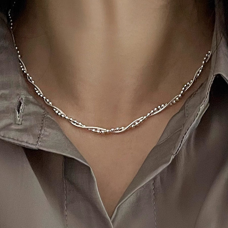 Colliers doux avec chaîne de clavicule double argent pour femmes, Simple et élégant