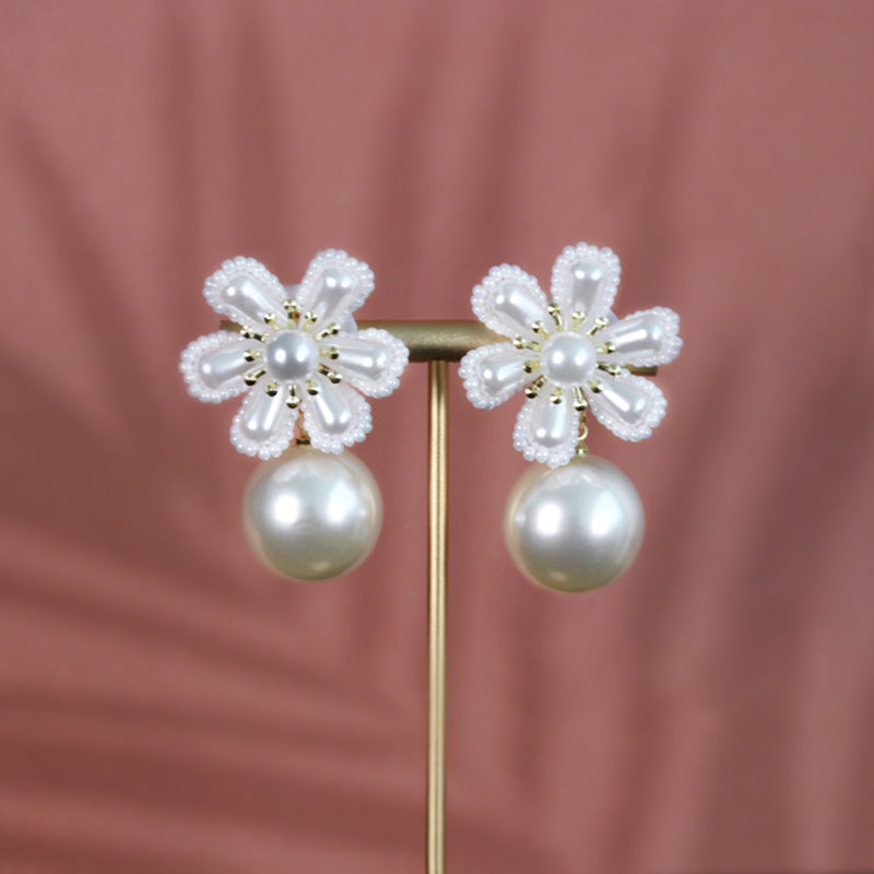 Pearl Design Bridal Elegant Graceful Flower Earrings