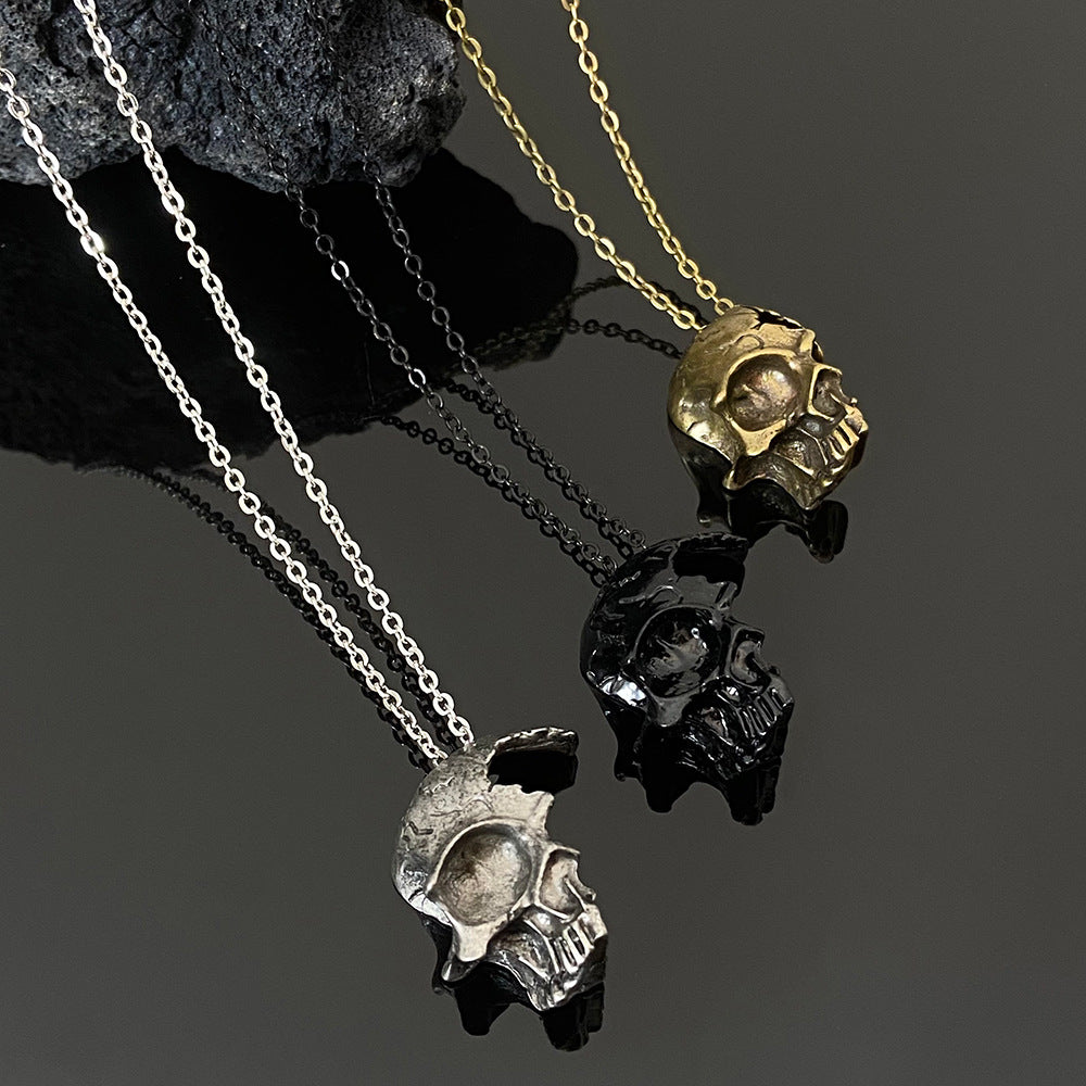 Men's Half Face Skull Vintage Alloy Pendant Necklaces